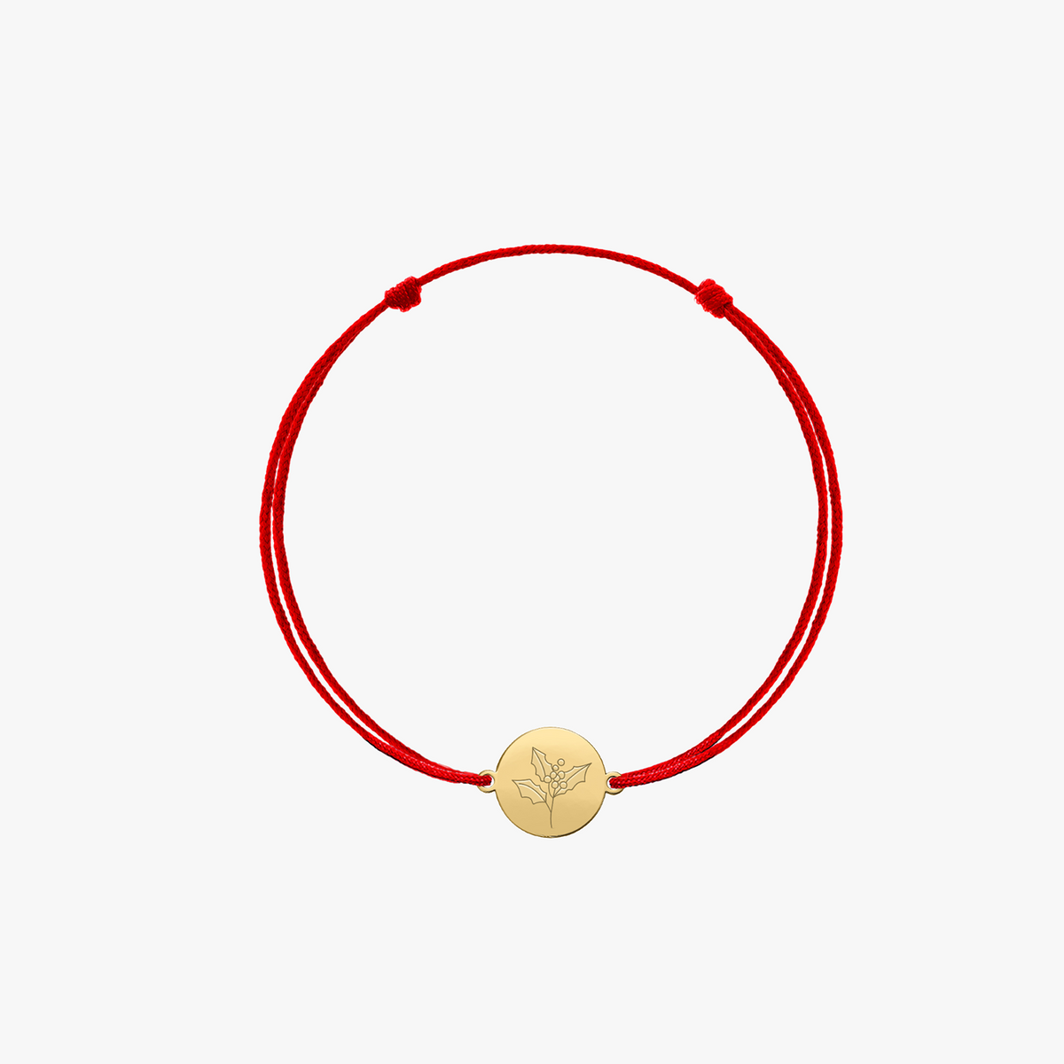 Kinder-Schnurarmband aus Gold Birth Flower - Dezember Stechpalme - Indira