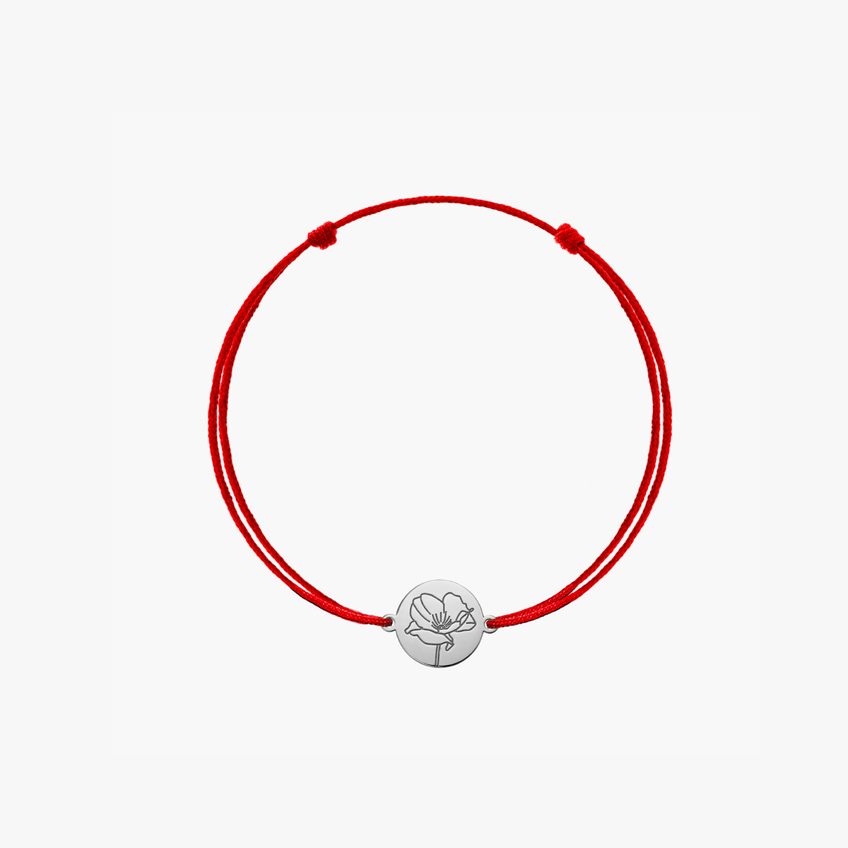 Kordelarmband für Kinder aus Weißgold Birth Flower - August Poppy - Indira