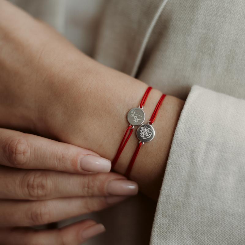 Schnurarmband aus Weißgold Geburtsblume - Maiglöckchen - Indira
