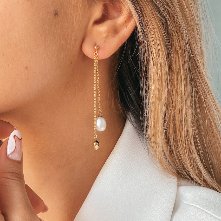 Silberohrringe Golden Eliana - Natürliche Perlen - Indira