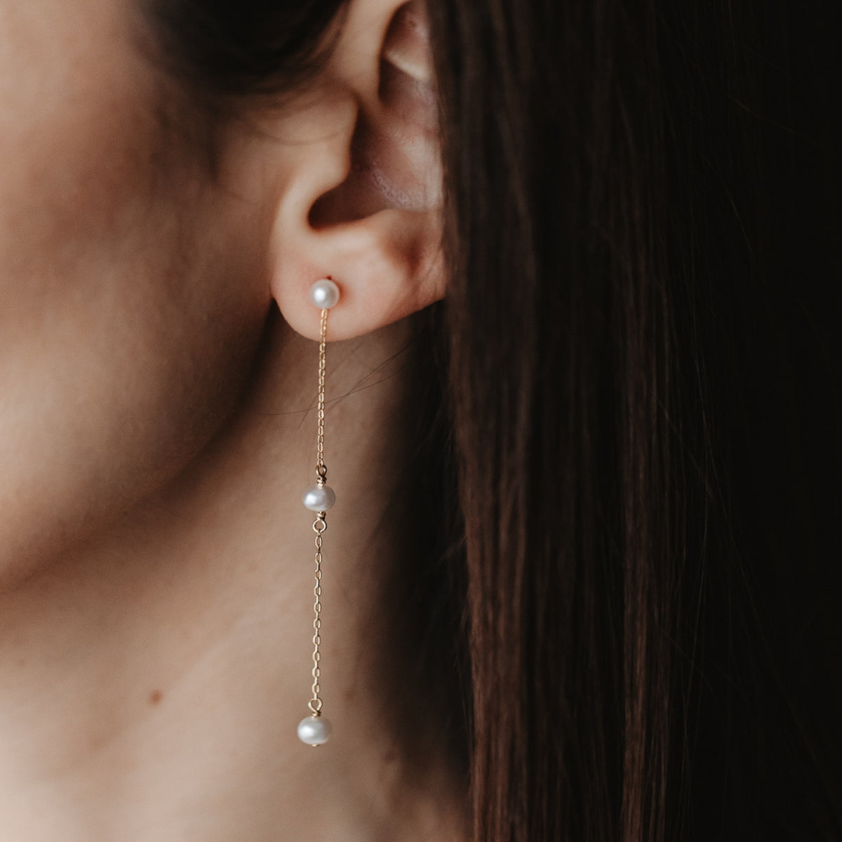 Silberohrringe Golden Leilani - Natürliche Perlen - Indira
