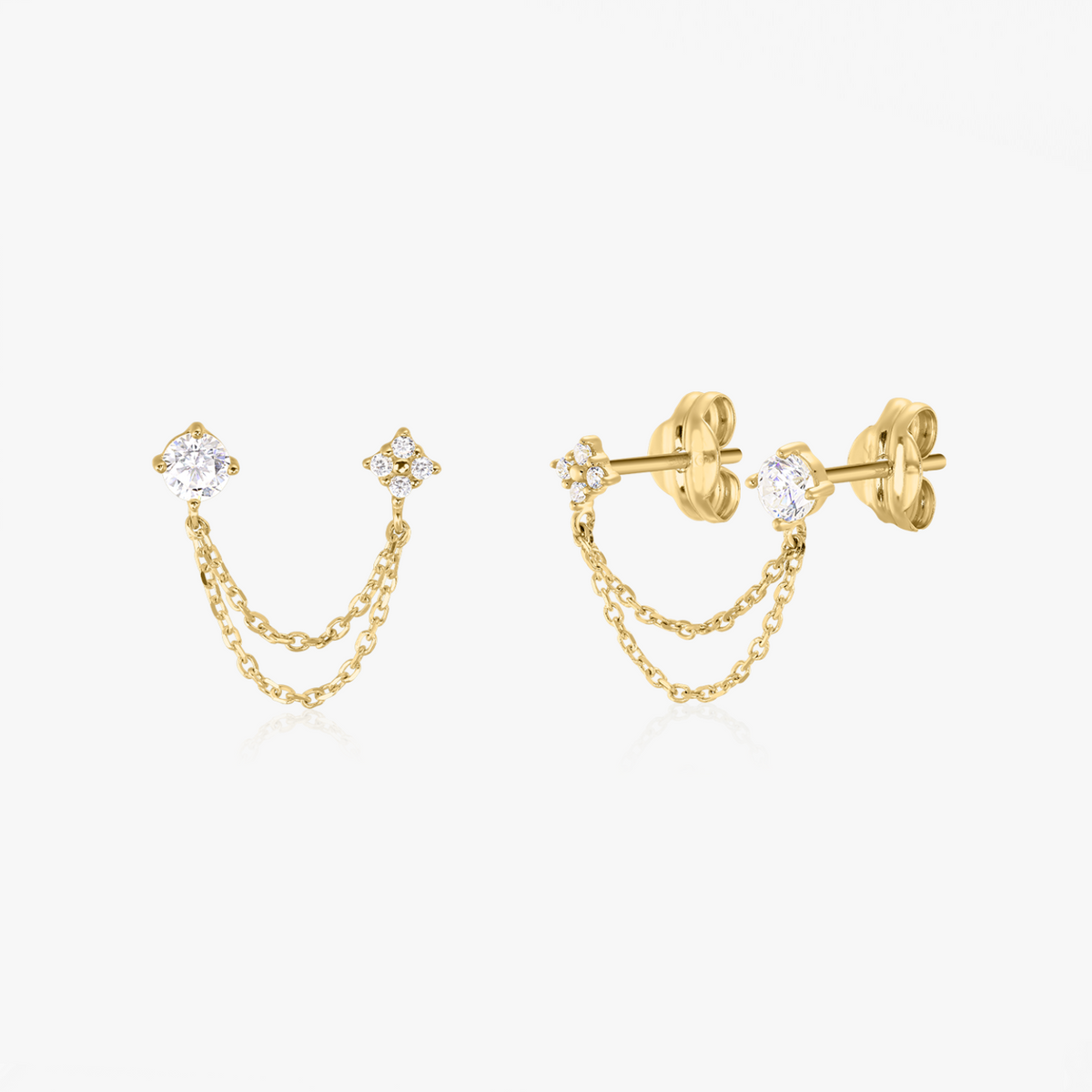 Goldohrringe Double Chained Stones - Indira