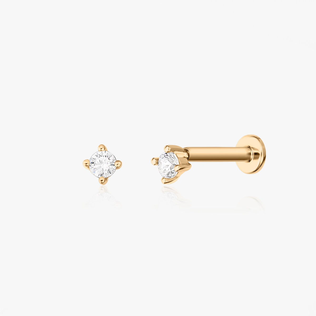 Labret-Piercing-Stecker aus Gelbgold Simple Shine - Zirkonia