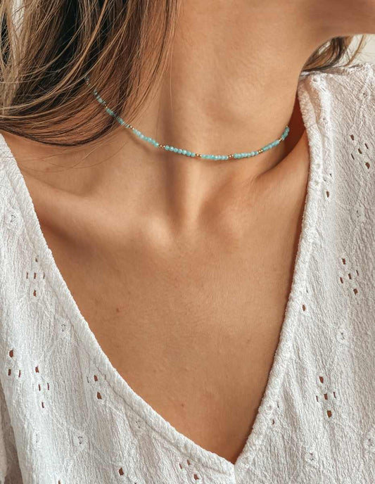 Silberkette Golden SummerScape - Amazonit - Indira