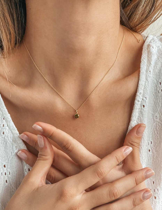 Silberkette Birthstone Golden August - Peridot - Indira