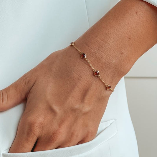 Silberarmband Birthstone Golden January - Granat - Indira
