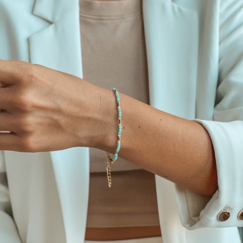 Silberarmband Golden SummerScape - Amazonit - Indira