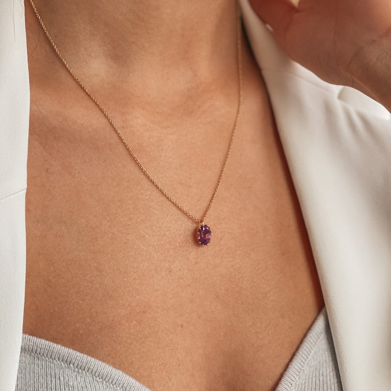 Silberkette Golden Serene - Amethyst - Indira