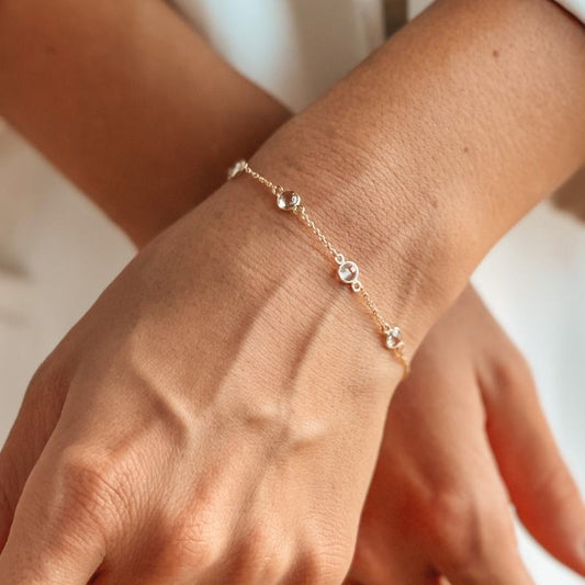 Silberarmband Birthstone Golden April - Weißer Topas - Indira