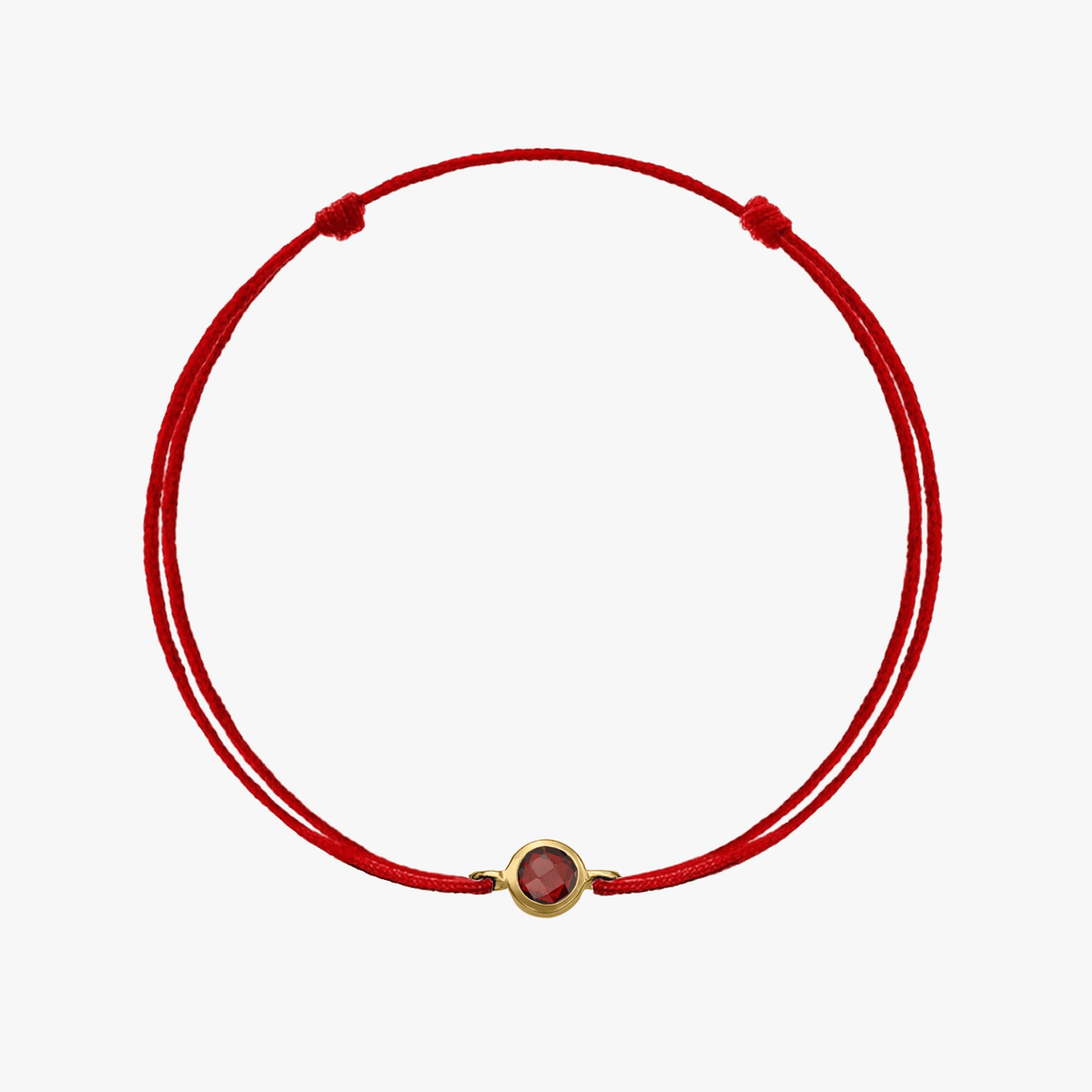 Silbernes Kordelarmband Birthstone Golden January - Granat - Indira