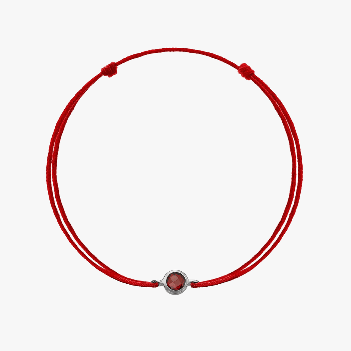 Schnurarmband aus Silber mit Geburtsstein Januar - Granat - Indira