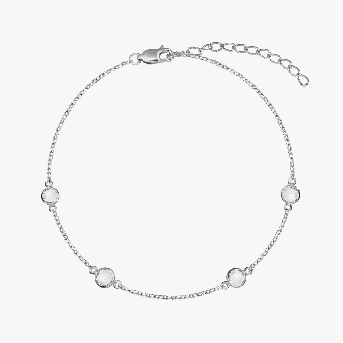 Silberarmband Birthstone April - Weißer Topas - Indira