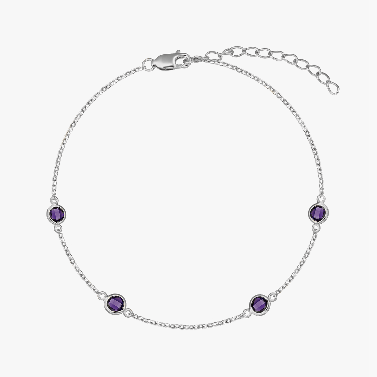 Silberarmband mit Februar-Geburtsstein - Amethyst - Indira