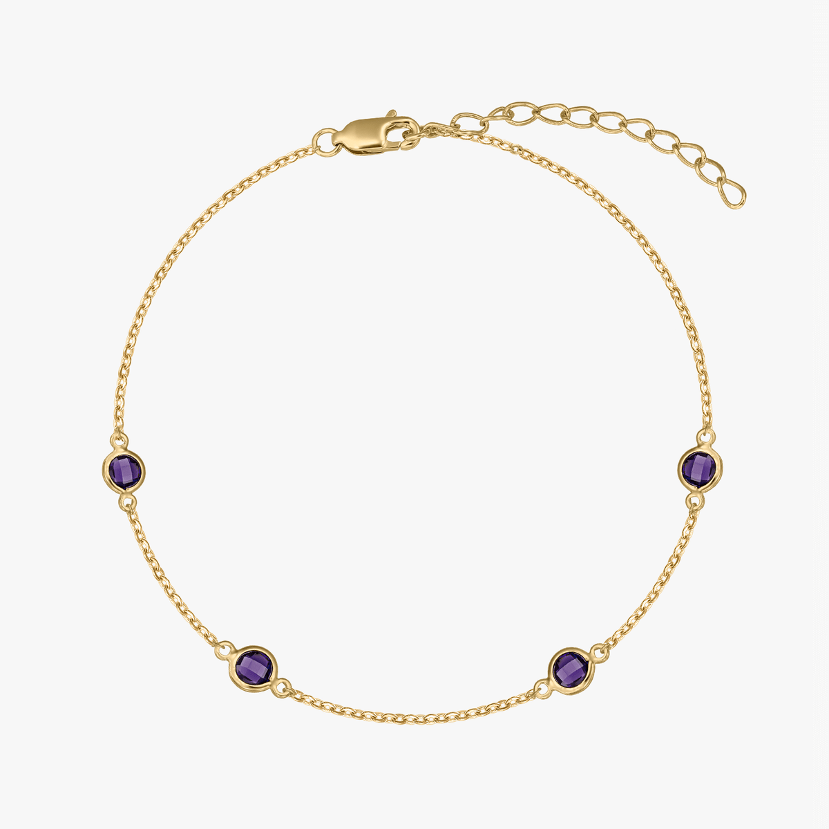 Silberarmband Birthstone Golden February - Amethyst - Indira