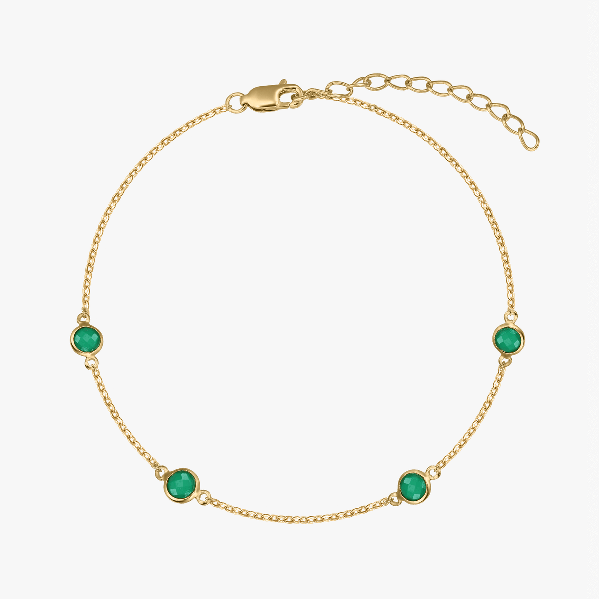 Silberarmband Birthstone Golden May - Grüner Onyx - Indira