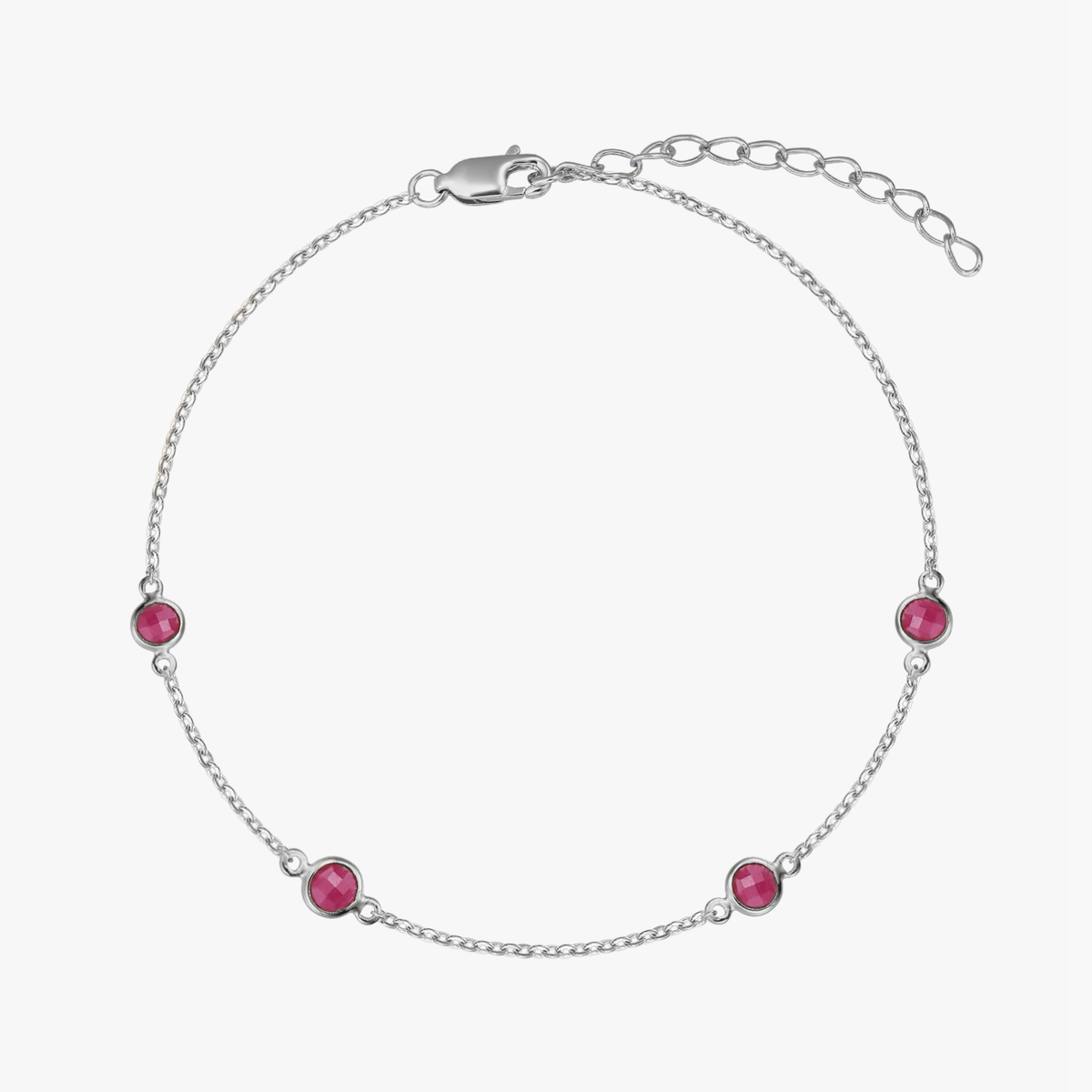 Silberarmband Geburtsstein Juli - Rubin - Indira