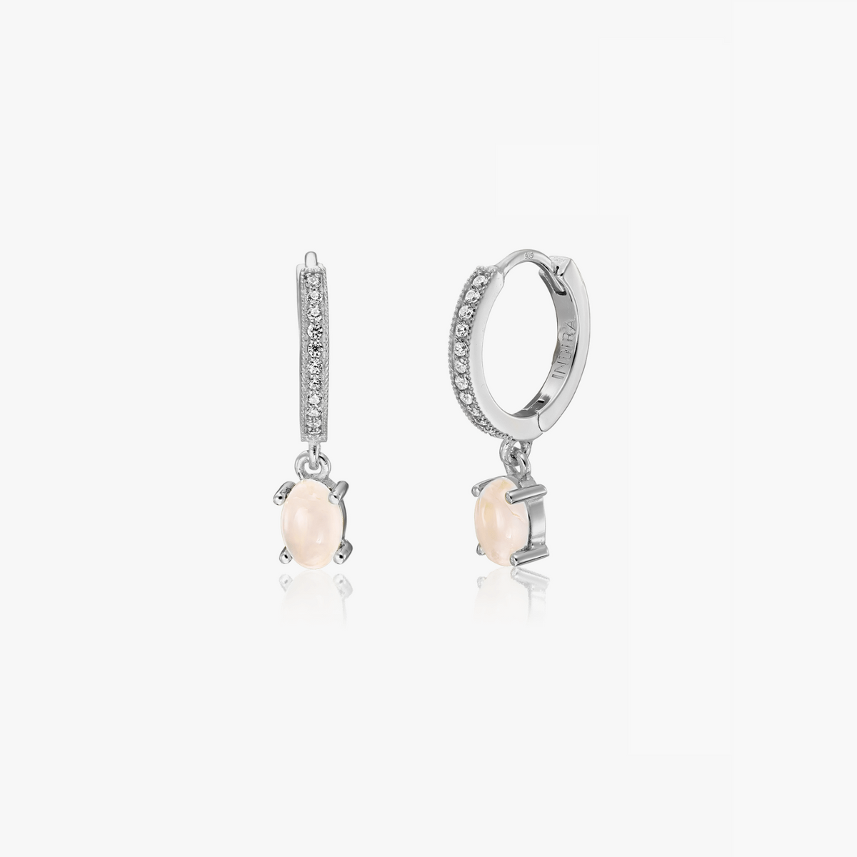 Gem Huggies Silberohrringe - Rosenquarz - Indira