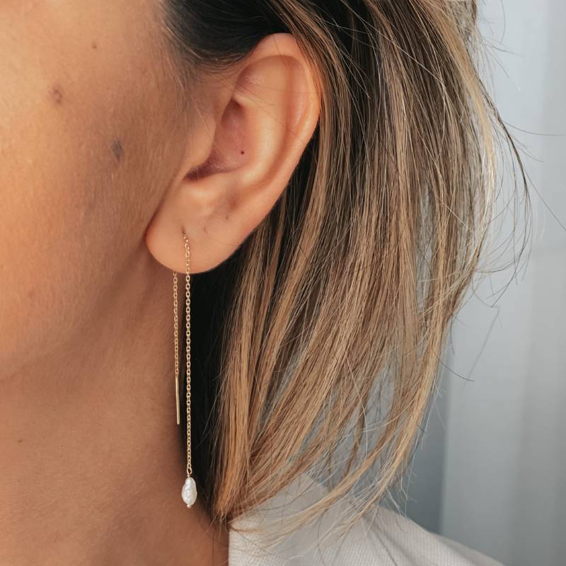 Goldohrringe Pearl Drop - Natürliche Perlen - Indira