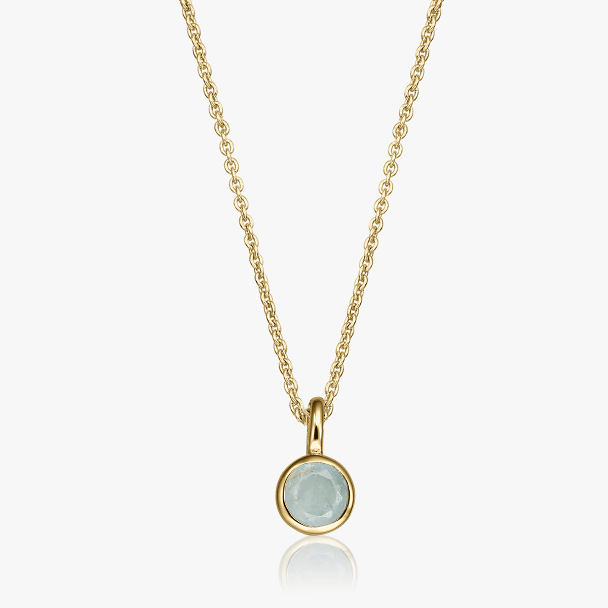 Silberkette Birthstone Golden March - Aquamarin - Indira