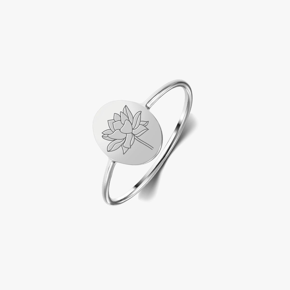 Silberring Geburtsblume - Juli-Lotus - Indira