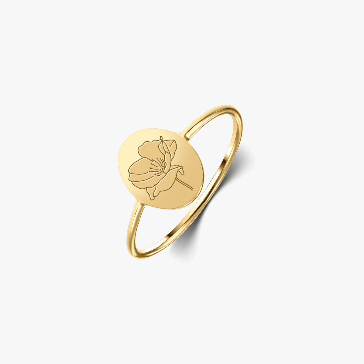 Silberring Birth Flower Golden - August Poppy - Indira