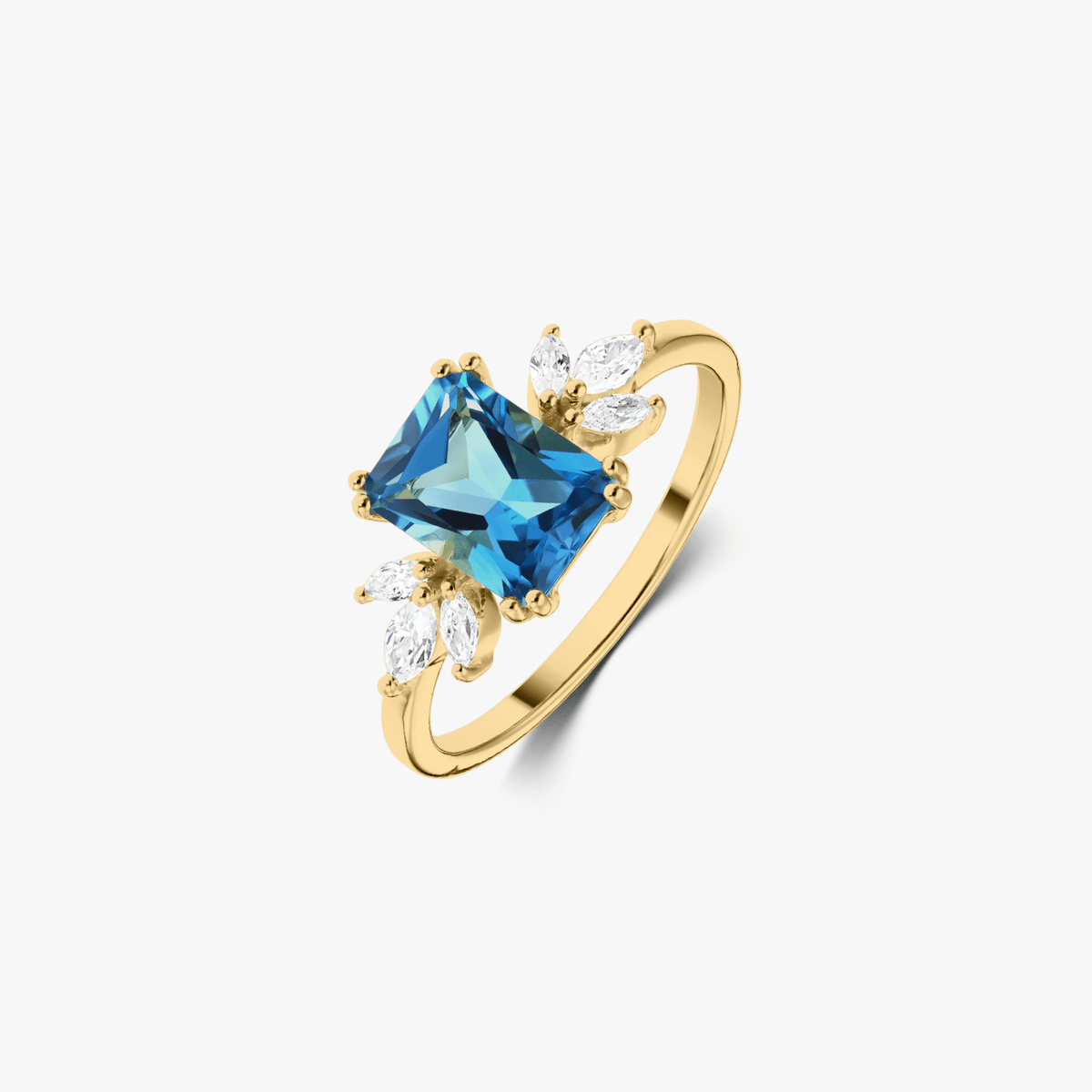 Silberring Golden Faerie - Blauer Topas - Indira
