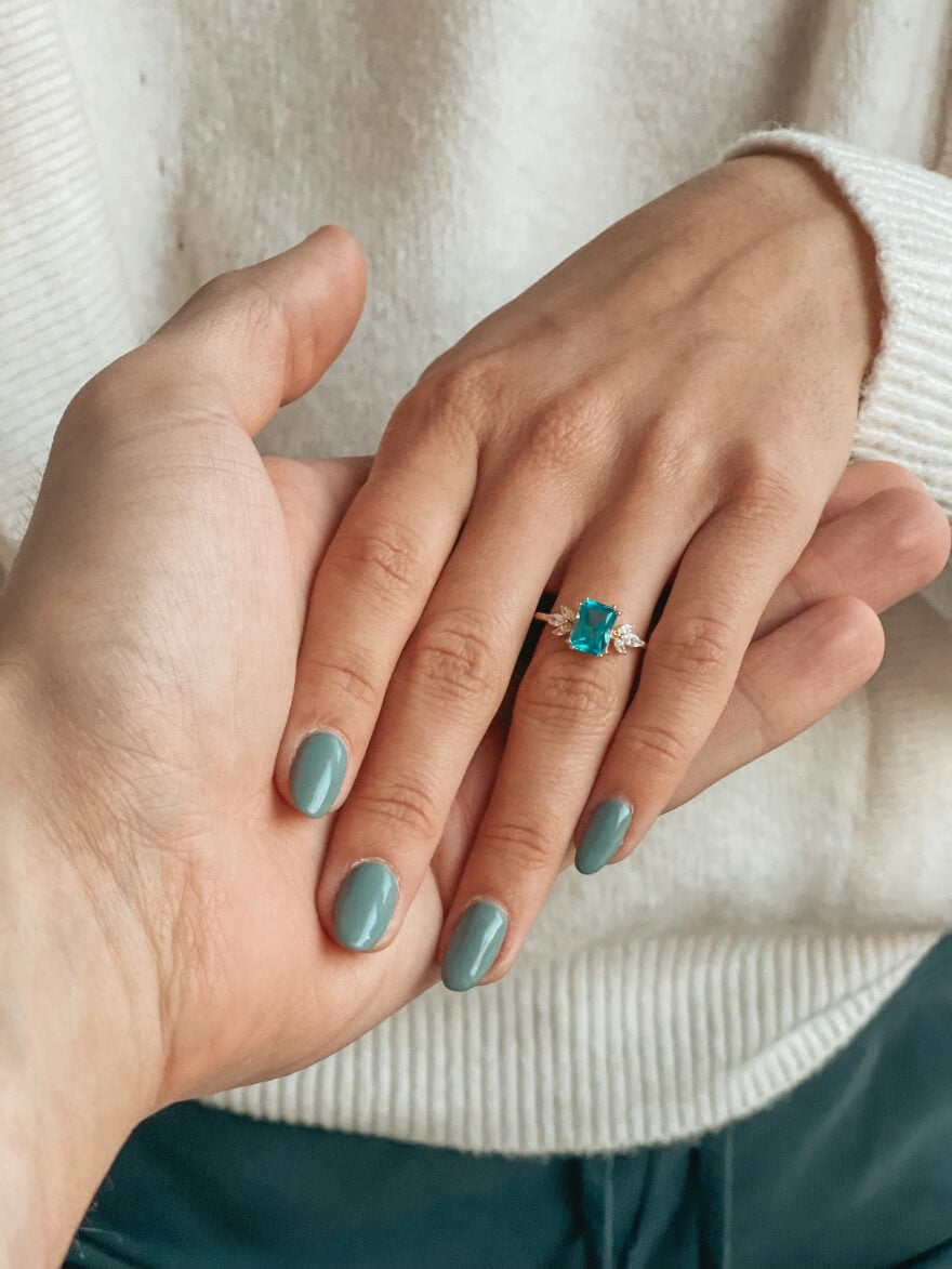 Silberring Golden Faerie - Blauer Topas - Indira