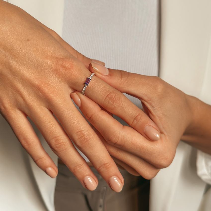 Silberring Precious - Amethyst - Indira