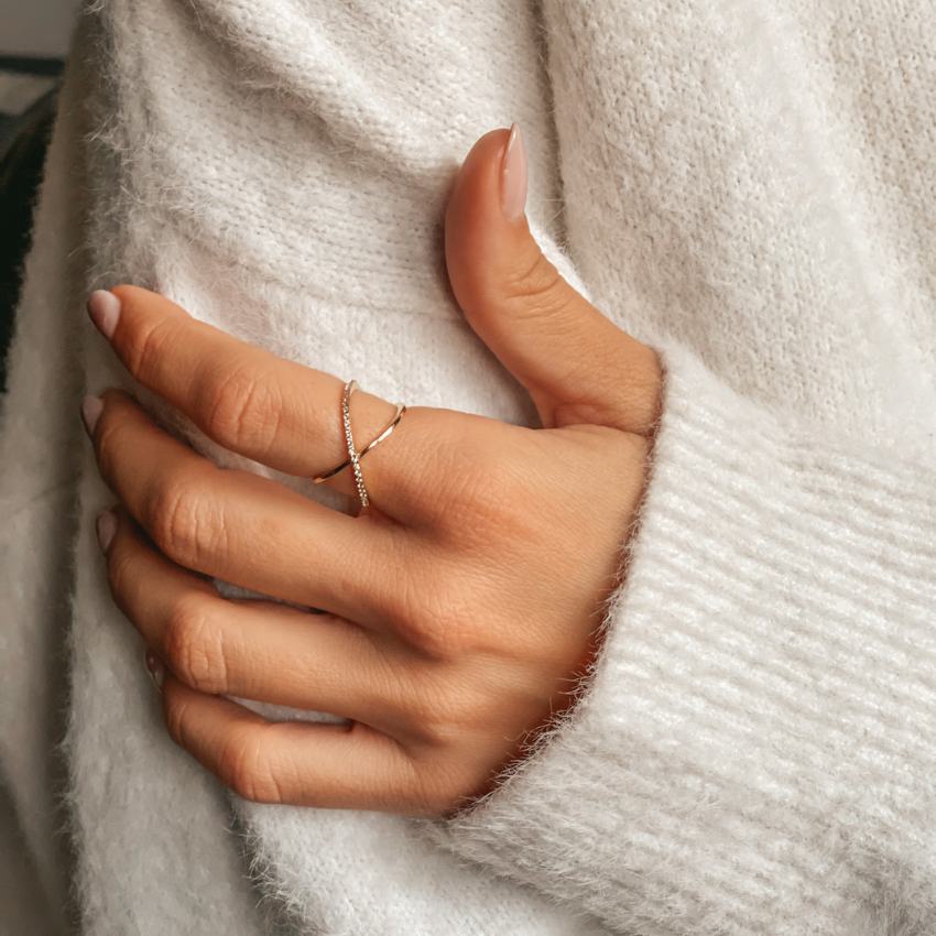 Criss-Cross-Goldring - Zirkonia - Indira