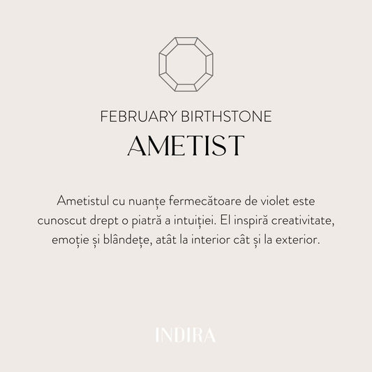 Colier din argint Birthstone February - Ametist - Indira