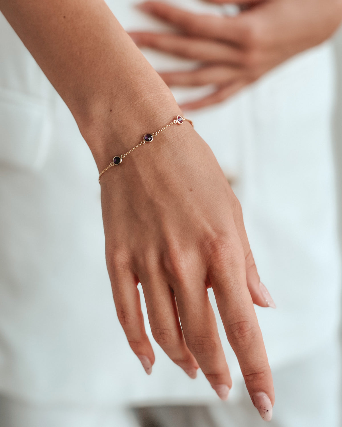 Silberarmband Birthstone Golden February - Amethyst - Indira