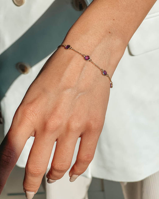 Silberarmband Birthstone Golden February - Amethyst - Indira