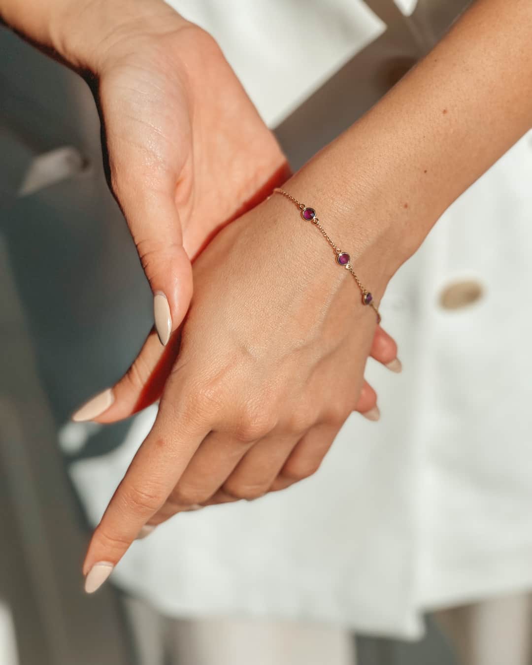Silberarmband Birthstone Golden February - Amethyst - Indira