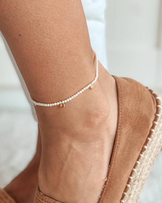 Fußkette aus Silber Golden Venus - Natürliche Perlen - Indira