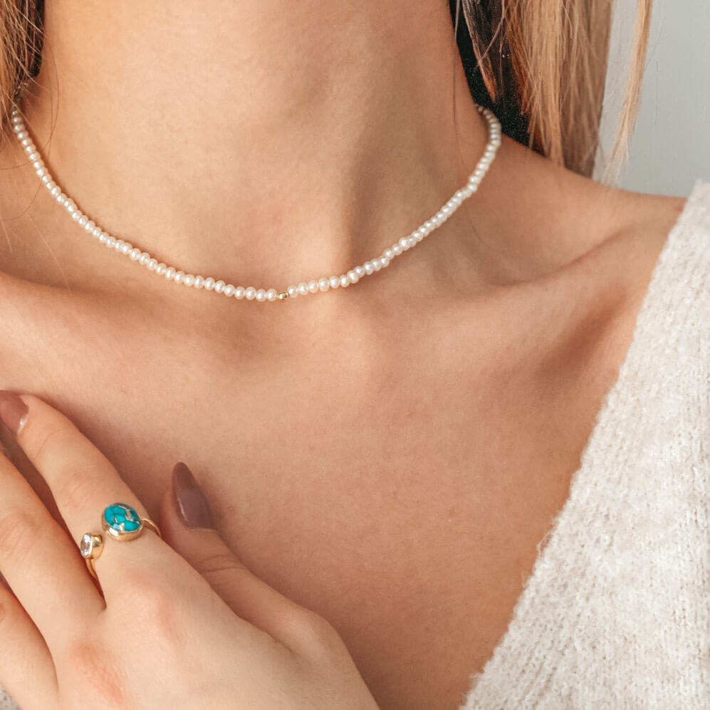 Silberring Kaylee Golden – Turcoaz Blue Copper - Indira