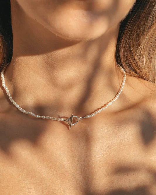 Silberkette Locked - Natürliche Perlen - Indira
