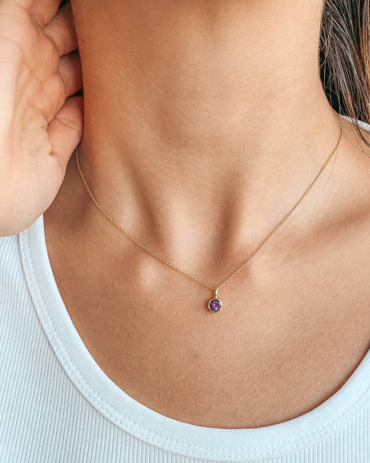 Silberkette Birthstone Golden Februar - Amethyst - Indira