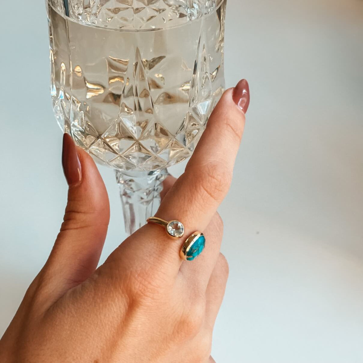 Silberring Kaylee Golden – Türkis Blue Copper - Indira
