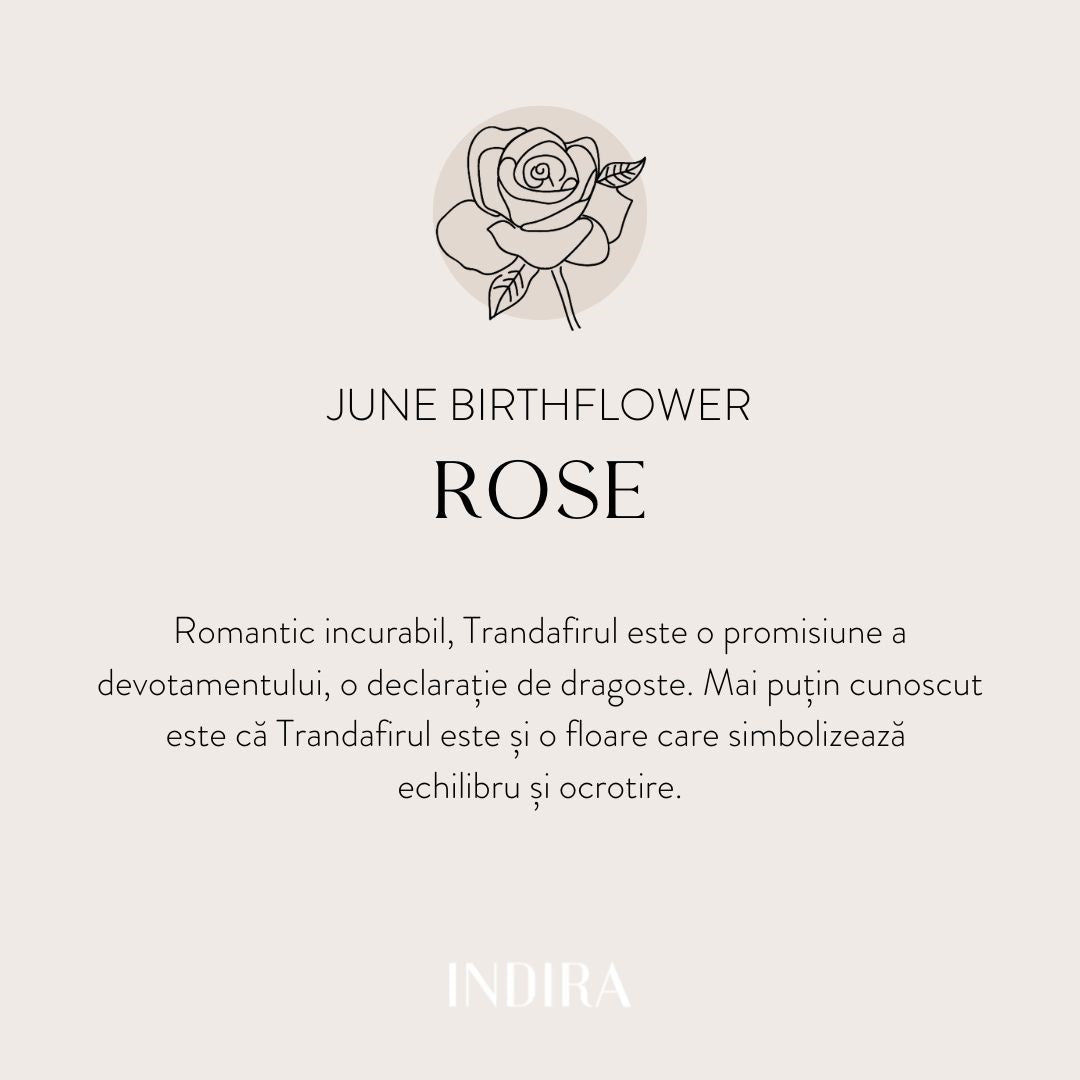Geburtsblumen-Anhänger aus Gold – Juni-Rose – Indira