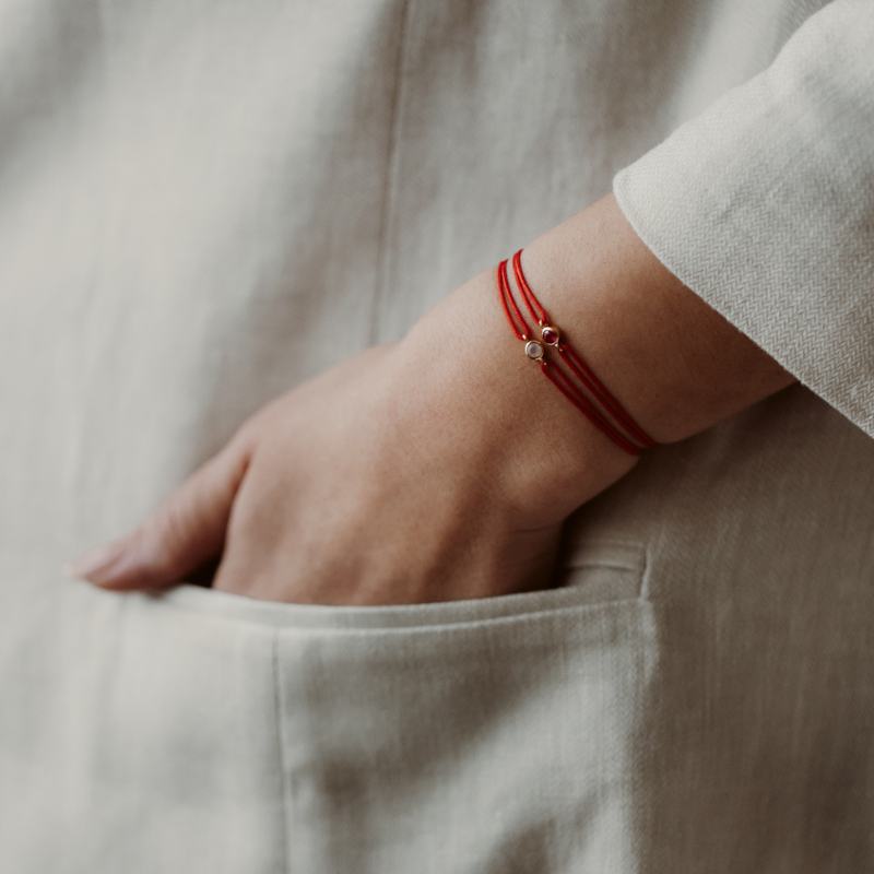 Schnurarmband aus Silber Birthstone Golden March - Aquamarin - Indira