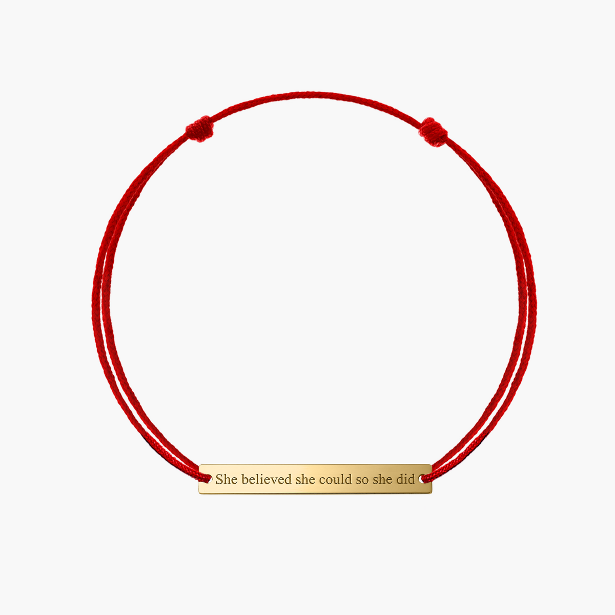 Schnurarmband aus Gold „She Believed She Could“