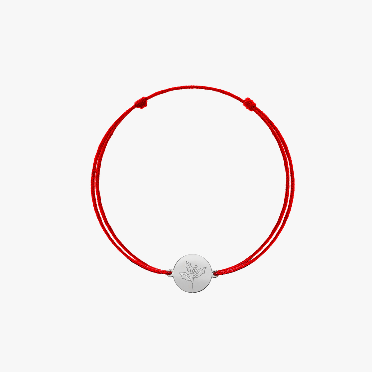 Schnurarmband für Kinder aus Weißgold Birth Flower - December Holly - Indira