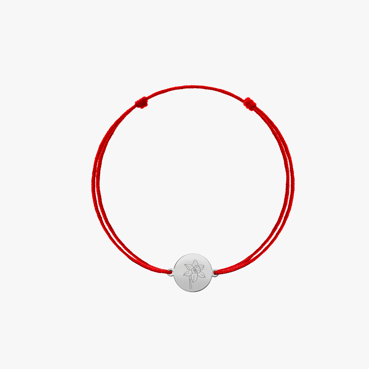 Kordelarmband für Kinder aus Weißgold Birth Flower - März-Narzisse - Indira