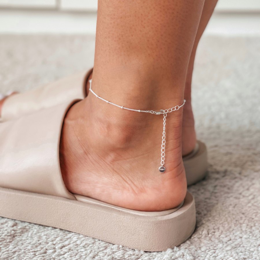 Silberne Fußkette mit Perlen - Indira