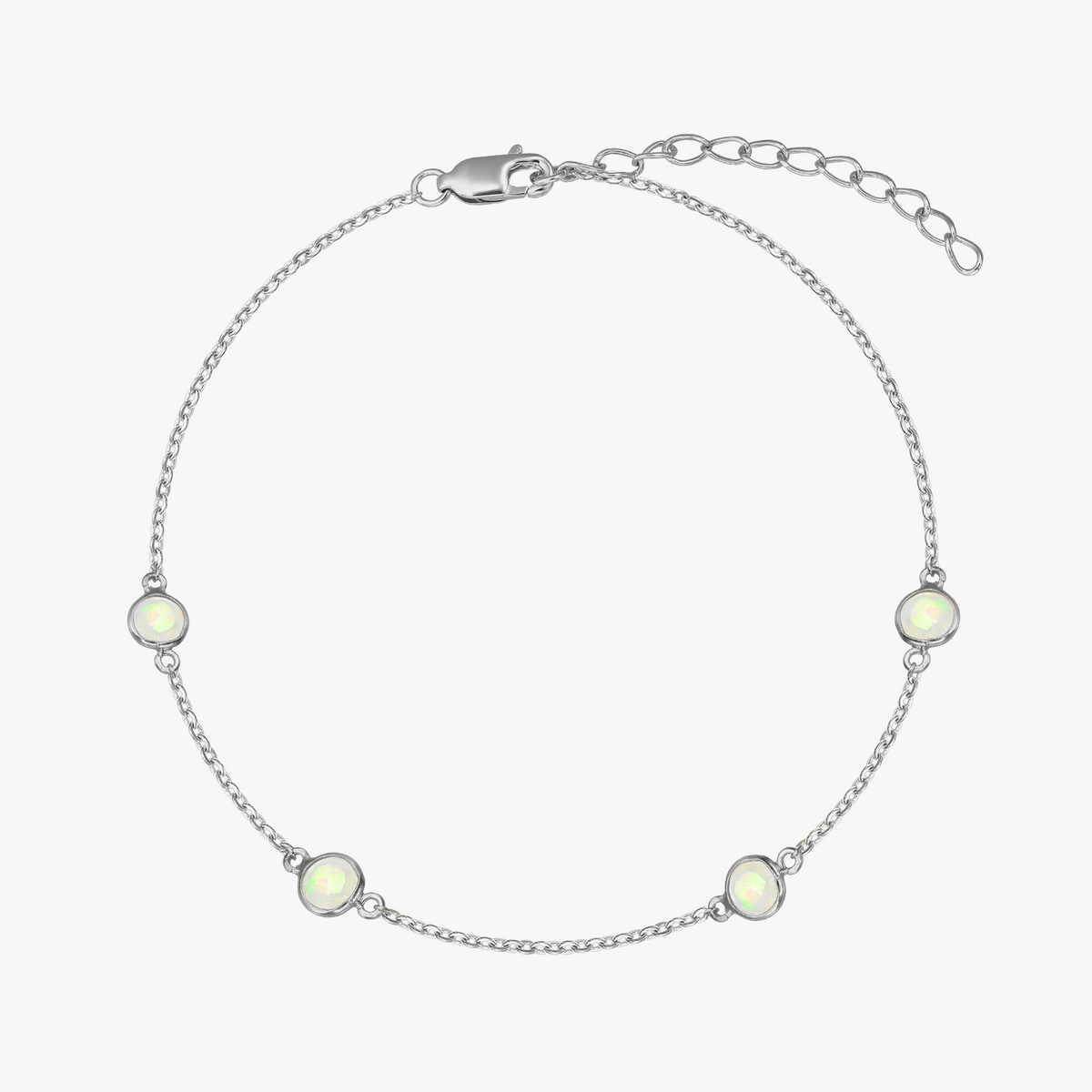 Silberarmband Geburtsstein Oktober – Opal – Indira