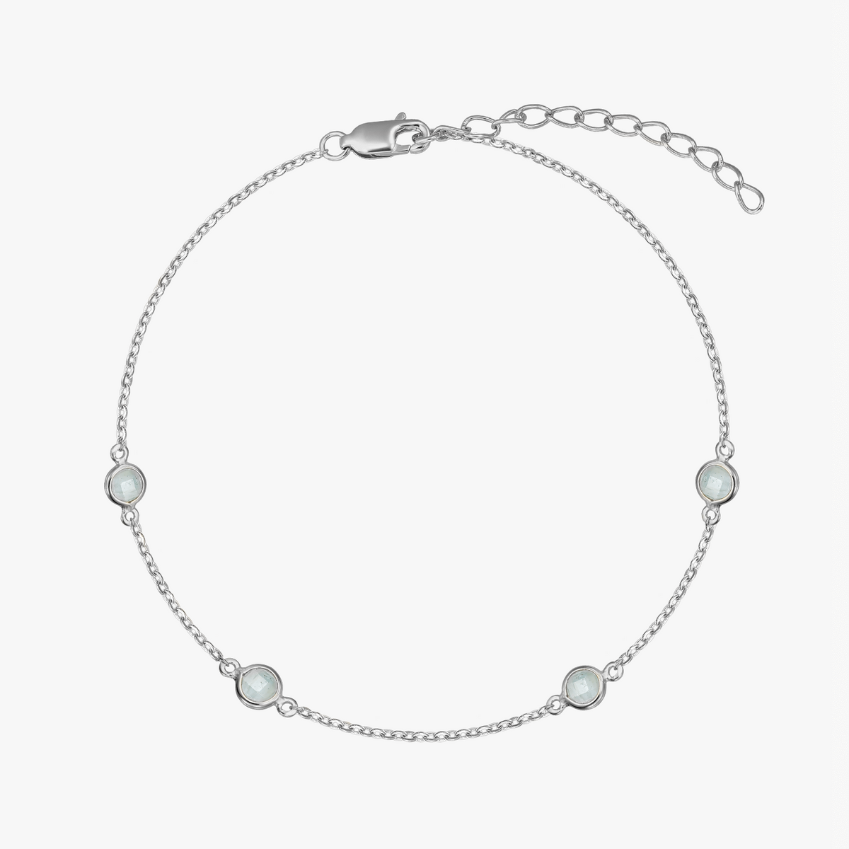 Silberarmband Birthstone March - Aquamarin - Indira