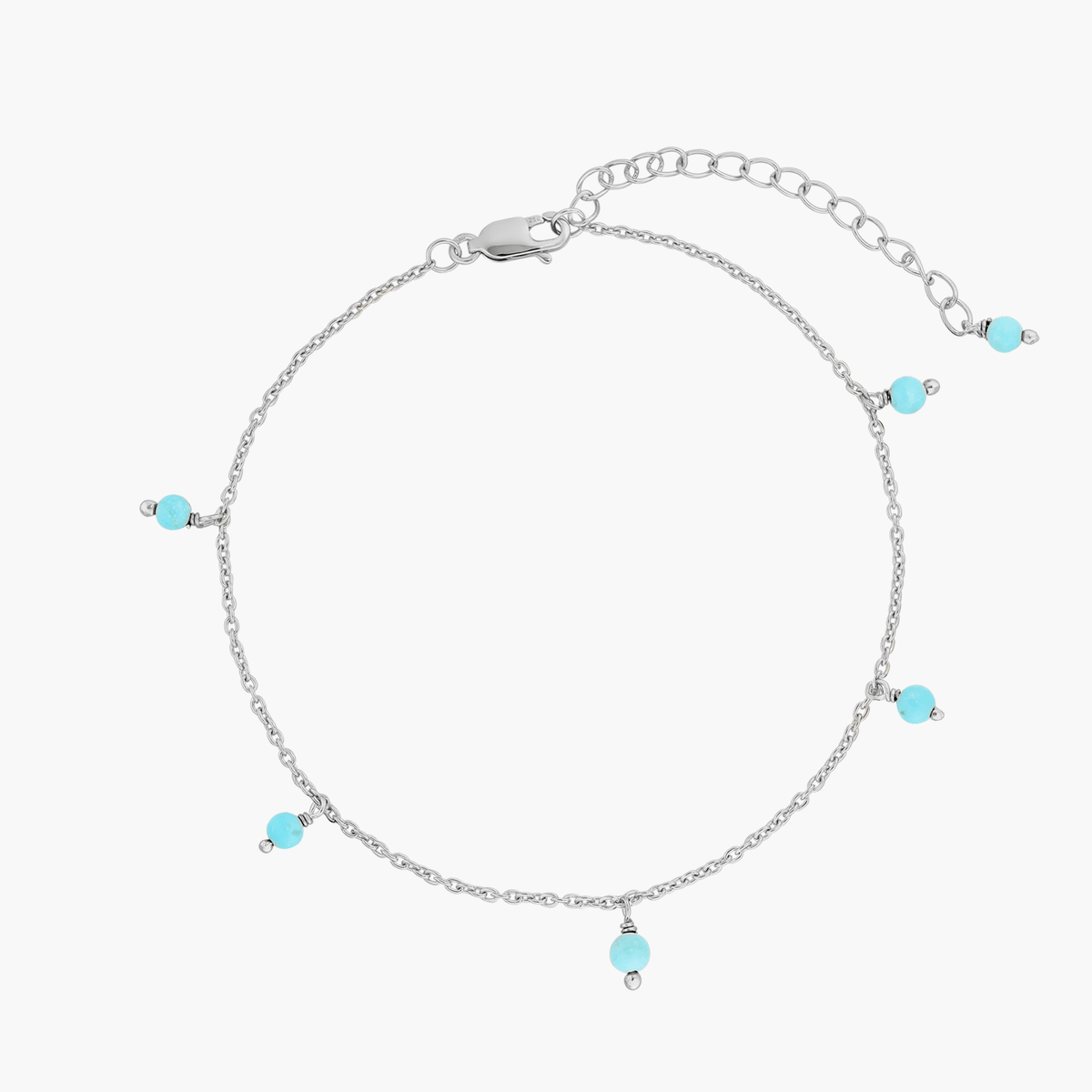 Silbernes Fußkettchen Gem Droplet - Türkis - Indira