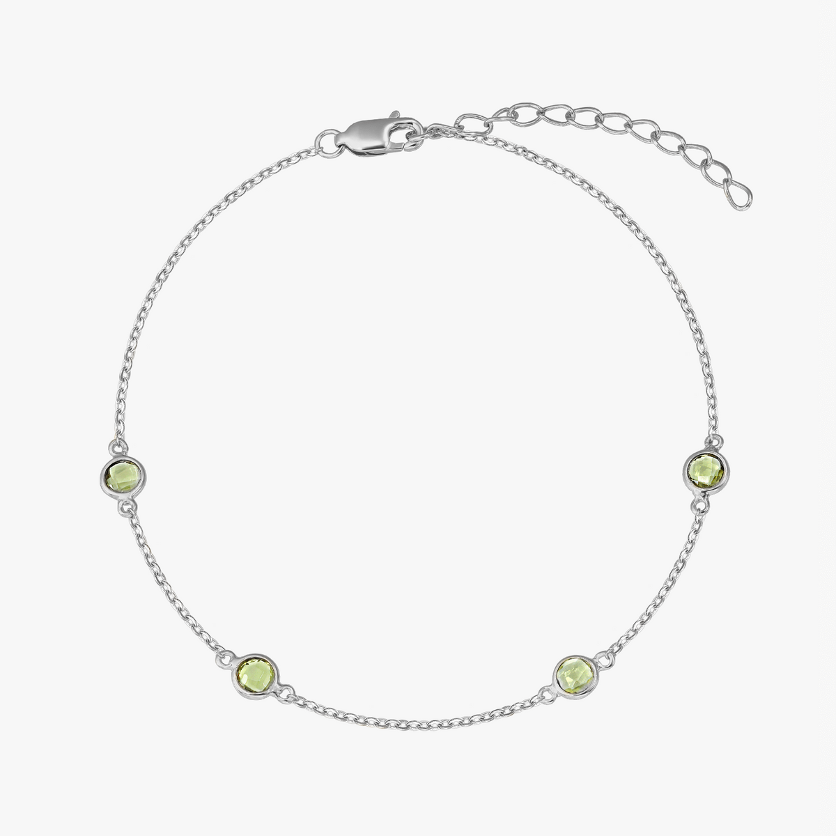 Silberarmband mit Geburtsstein August - Peridot - Indira