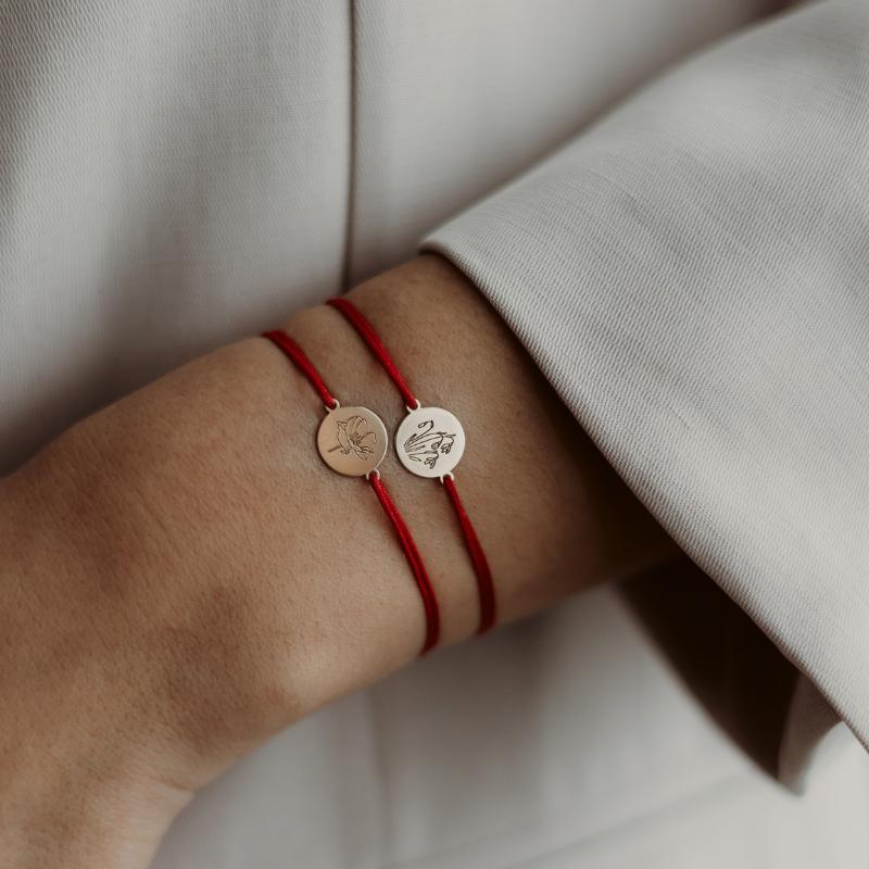 Kordelarmband aus Silber Golden Birth Flower - August Poppy - Indira