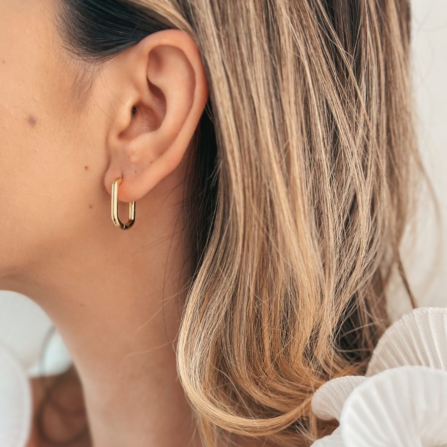 Silberohrringe Golden Square Hoops - Indira